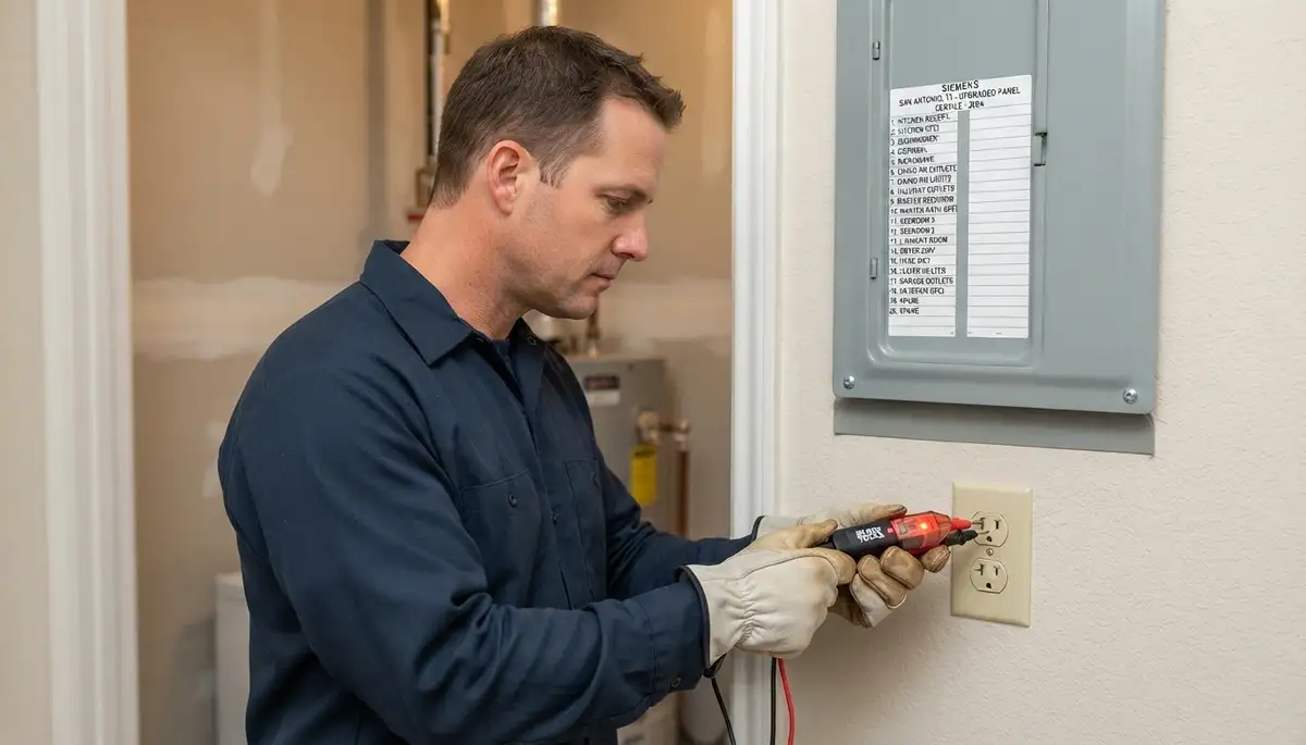 San Antonio, TX electrician tests and labels circuits after a home electrical panel upgrade