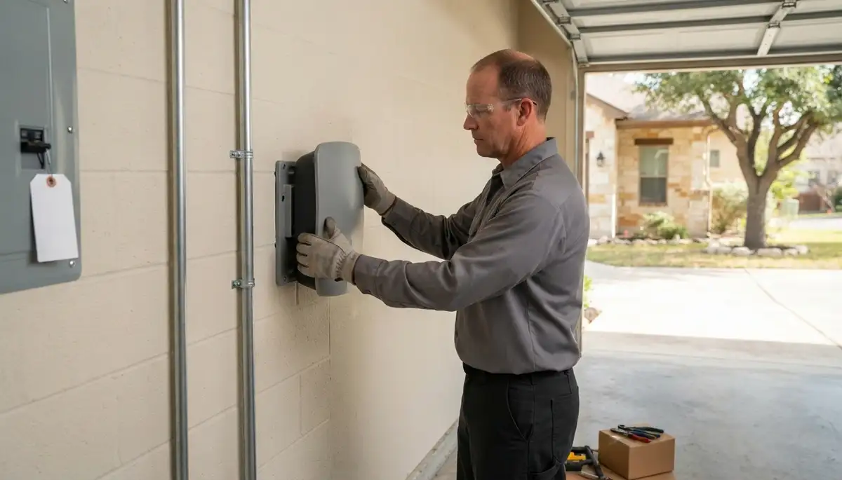 Electric vehicle charger installation by a San Antonio electrician in Bulverde, TX