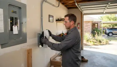 Electric vehicle charger installation by a San Antonio, TX electrician at a Randolph AFB home