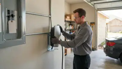 Level 2 EV charger installation in Saint Hedwig, TX by professional electricians