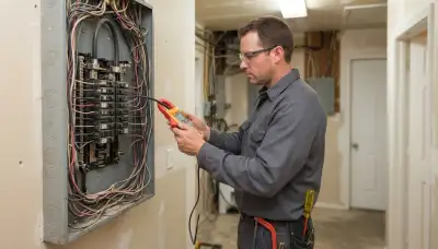 San Antonio, TX electrician uses a clamp meter to assess panel load for a home electrical panel upgrade