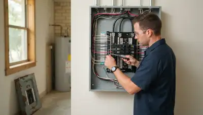 Electrician upgrading an older home's electrical panel in Bulverde, TX
