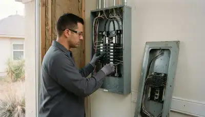 Electrician upgrading an older home's electrical panel in Converse, TX