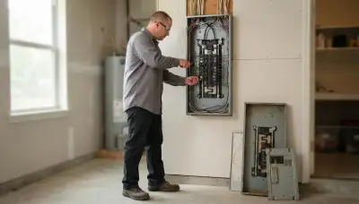 Electrician upgrading an older home’s electrical panel to 200 amps in La Vernia, TX