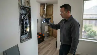 Electrician performing a whole-home electrical inspection in Adkins, TX домов homeowners' residence